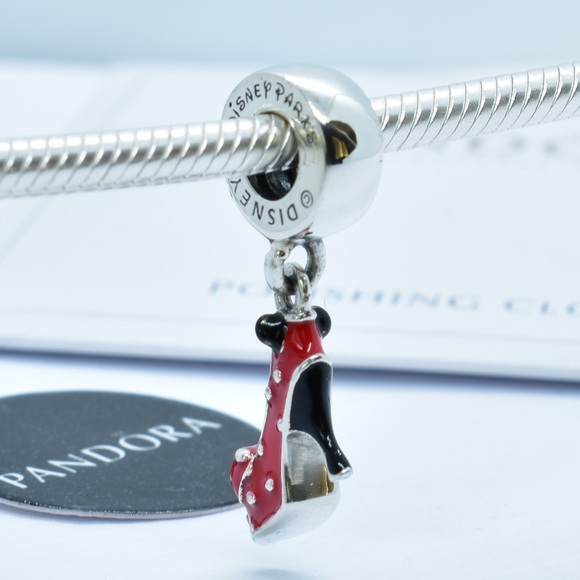 Pandora Minnie Mouse Shoe Slipper Silver Charm with gift box #213 - Picture 2 of 5